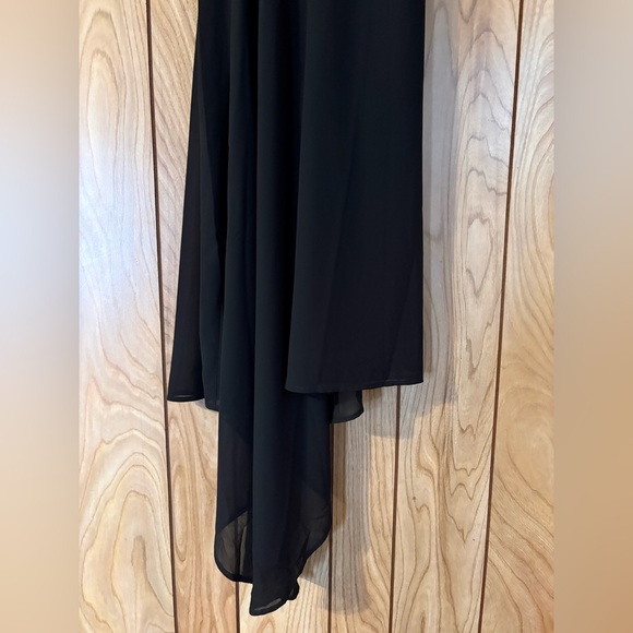 Black Halter Rosette Asymmetrical Dress - Picture 3 of 10